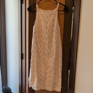 Ann Taylor White and Blue Patterned Midi Dress